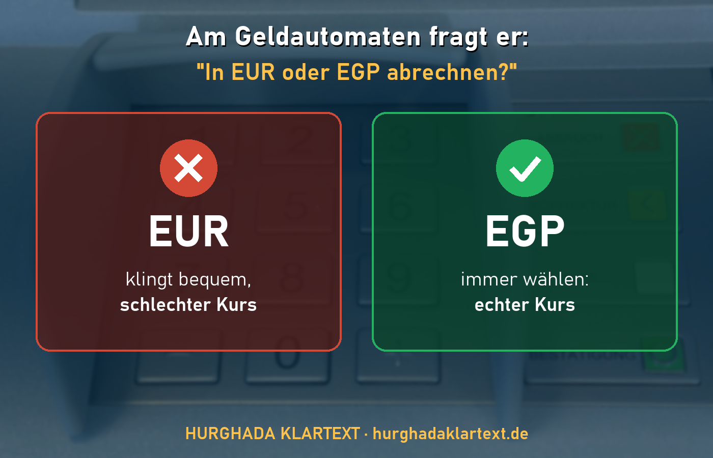 Am Geldautomaten immer EGP statt EUR waehlen: die DCC-Falle erklaert
